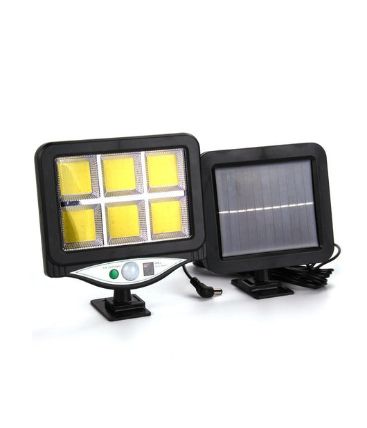 Faro Proiettore Con Pannello Solare Sensore Movimento Telecomando 128 Led 6 Cob         