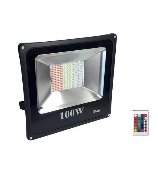Faro Proiettore Led 100w Rgb Multicolore Da Esterno Ip66 220v Telecomando 87684         