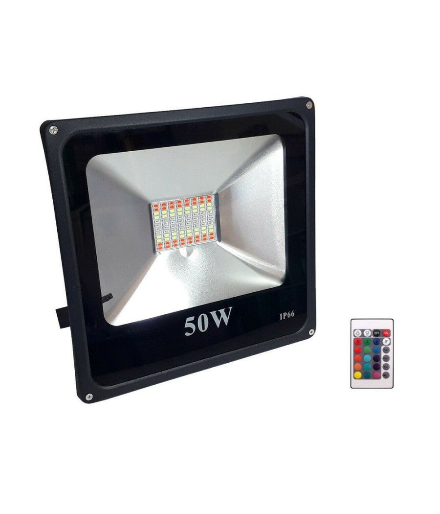 Faro Proiettore Led 50 W Rgb Multicolore Da Esterno Ip66 220v Telecomando 84140         