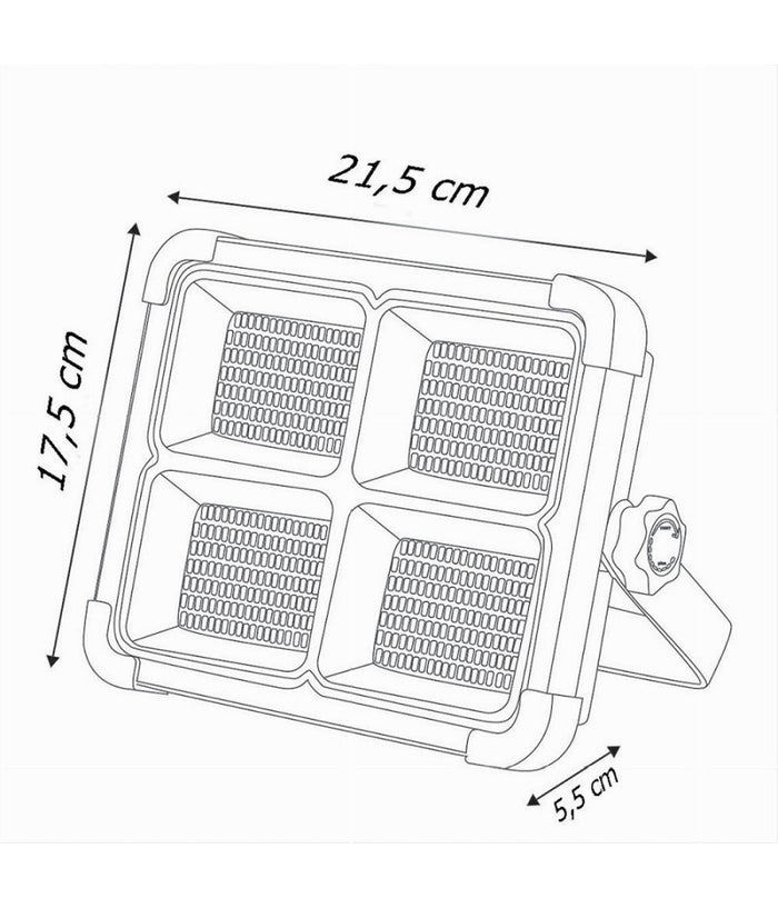 Faro Proiettore Ricaricabile Pannello Solare 200 W Usb Power Bank Ip65 S18b-200w         
