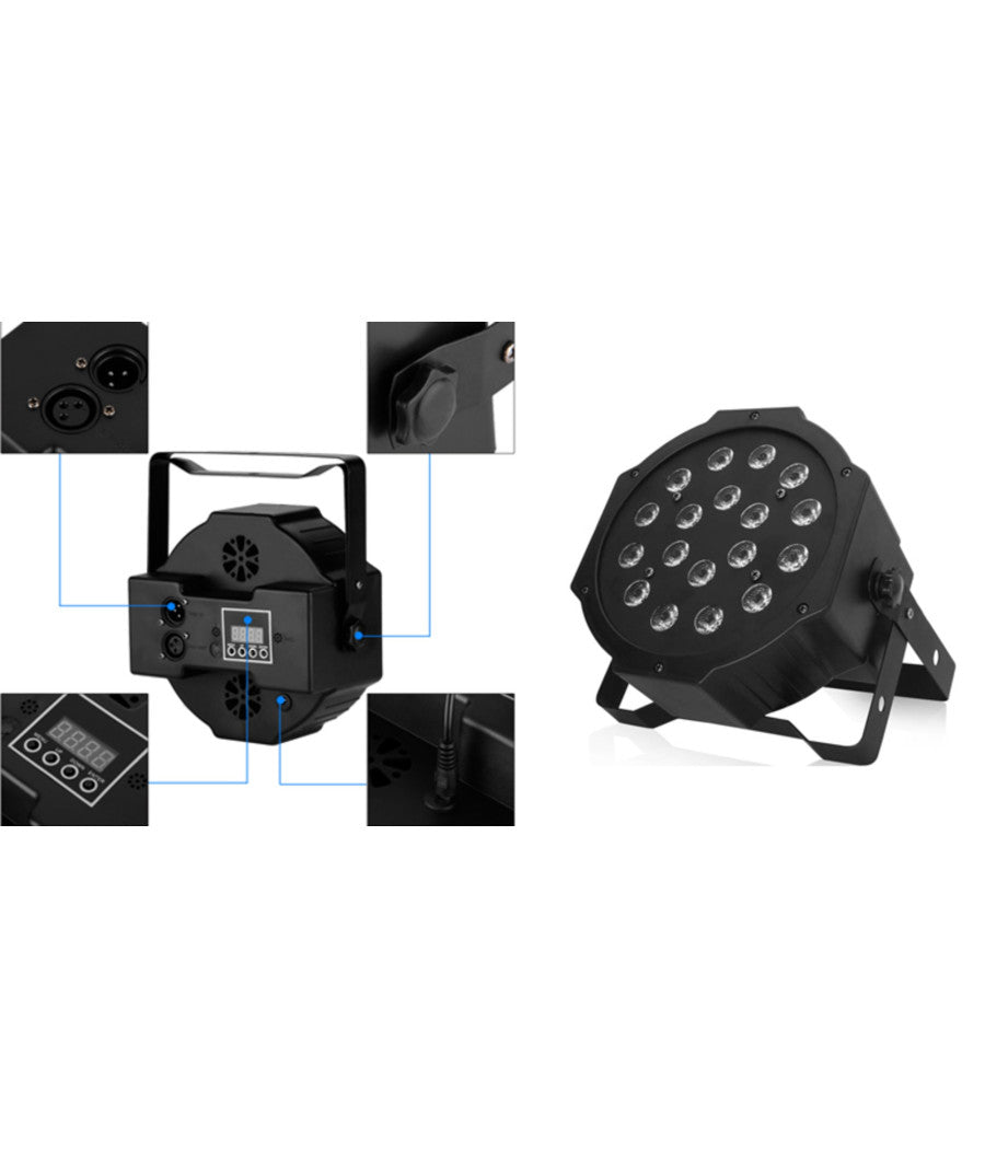 Faro Rgb Proiettore Dmx 512 Effetto Luce Flat Par Light Alta Luminosita 18 Led         