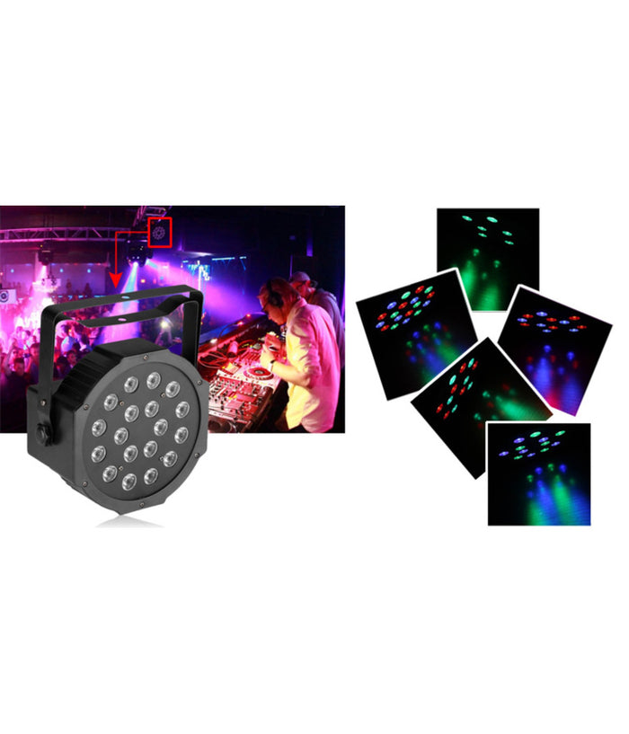 Faro Rgb Proiettore Dmx 512 Effetto Luce Flat Par Light Alta Luminosita 18 Led         