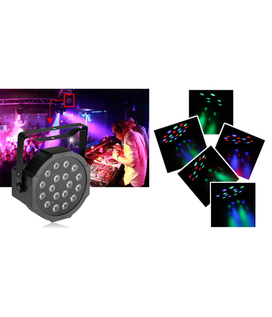 Faro Rgb Proiettore Dmx 512 Effetto Luce Flat Par Light Alta Luminosita 18 Led         