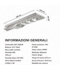 Faro Stradale Led Lampione Solare 150w Luce 6500k Sensore Movimento Sl-150w-ss         