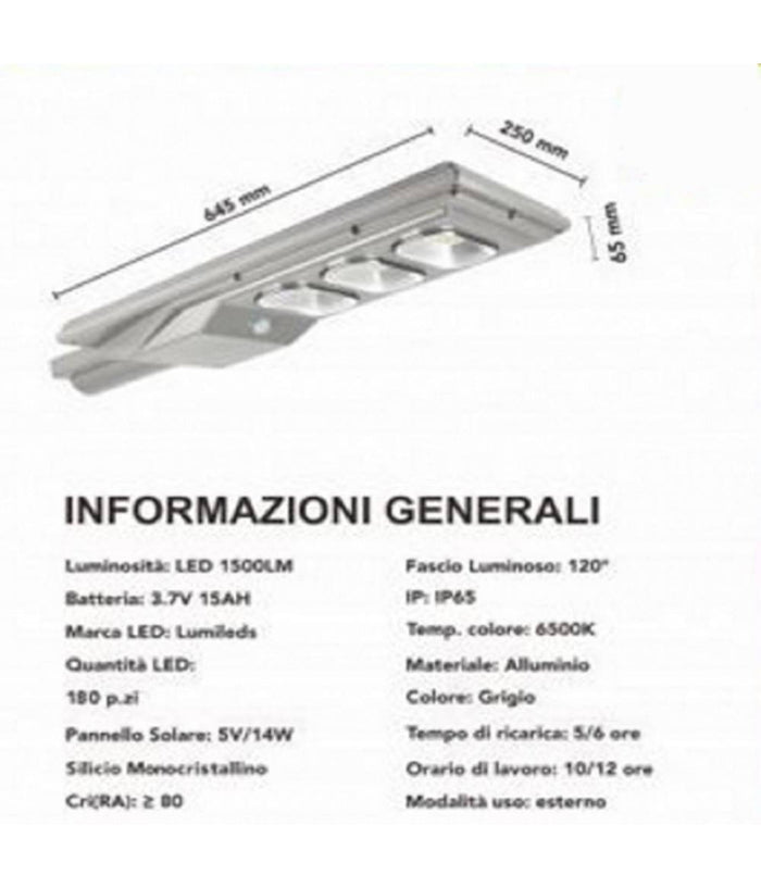 Faro Stradale Led Lampione Solare 150w Luce 6500k Sensore Movimento Sl-150w-ss         