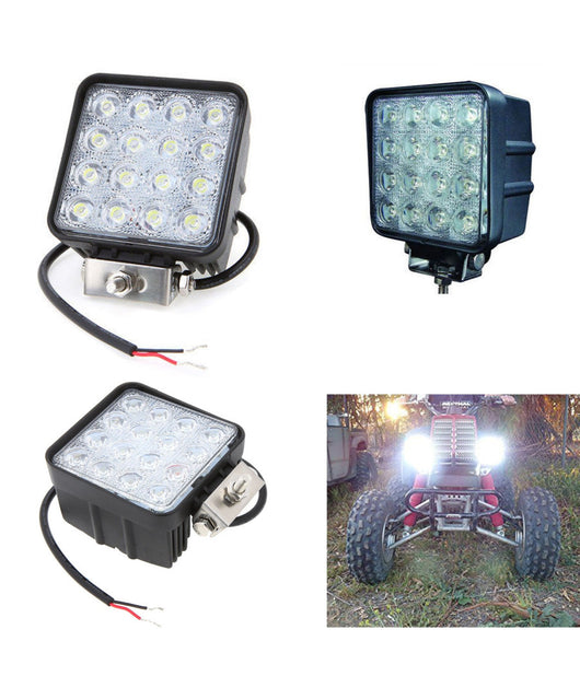 Faro Supplementare Profondità  12v 16led 48w Auto Fuoristrada Quadrato 6000k Ip68         