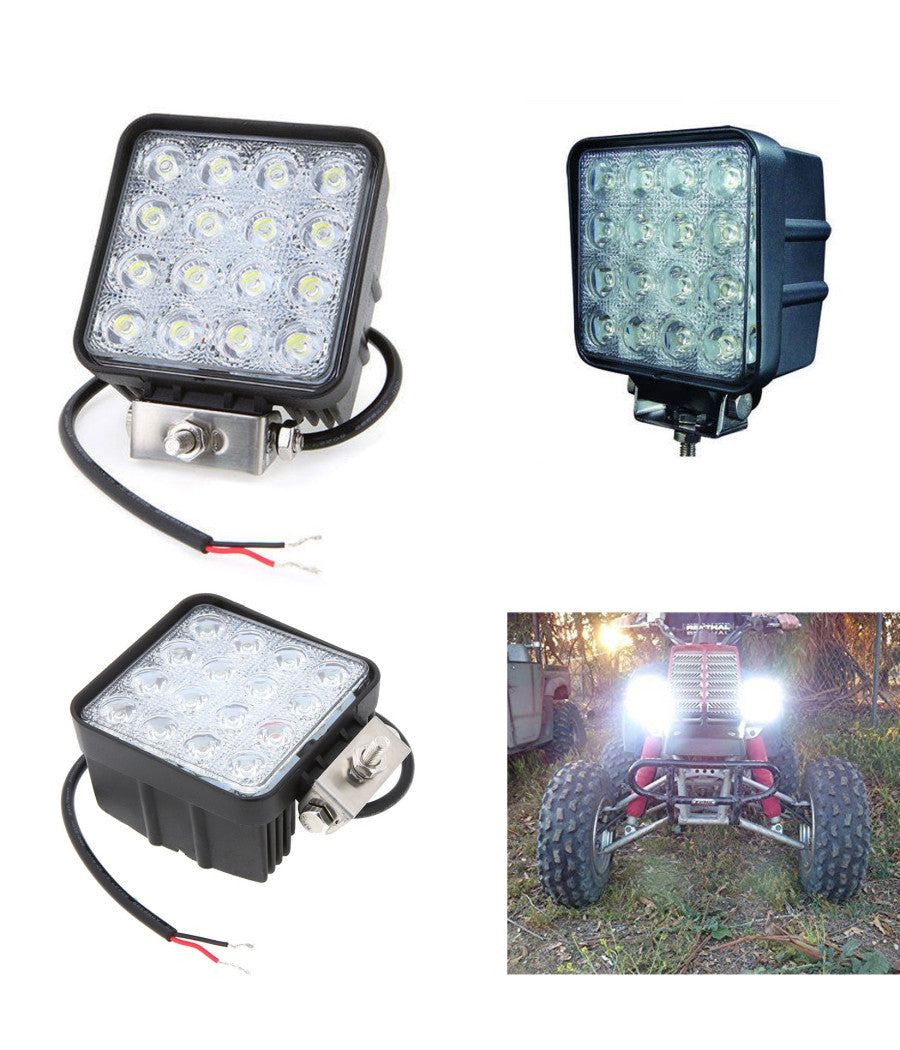 Faro Supplementare Profondità  12v 16led 48w Auto Fuoristrada Quadrato 6000k Ip68         