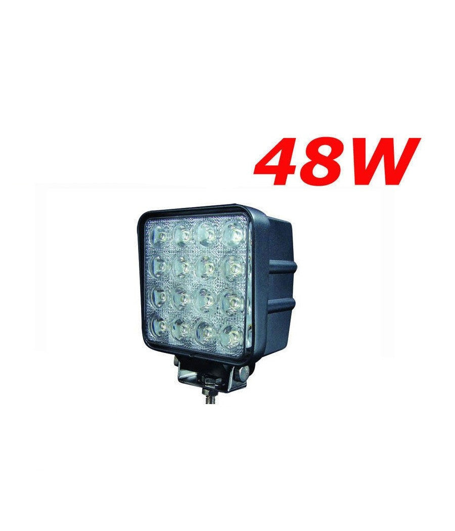 Faro Supplementare Profondità  12v 16led 48w Auto Fuoristrada Quadrato 6000k Ip68         