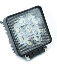 Faro Supplementare Profondita Auto Fuoristrada 12v Quadrato 9 Led 27w 6000k Ip68         