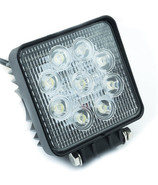 Faro Supplementare Profondita Auto Fuoristrada 12v Quadrato 9 Led 27w 6000k Ip68         