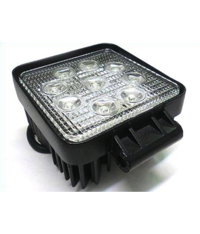 Faro Supplementare Profondita Auto Fuoristrada 12v Quadrato 9 Led 27w 6000k Ip68         