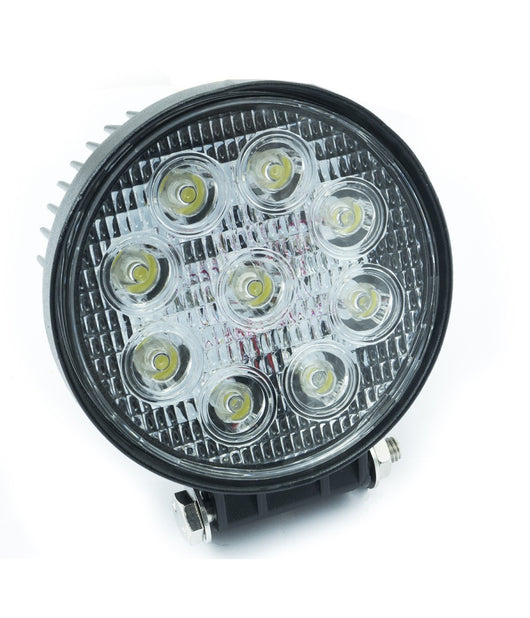 Faro Supplementare Profondita' Auto Fuoristrada 12v Tondo 9 Led 27w 6000k Ip68         