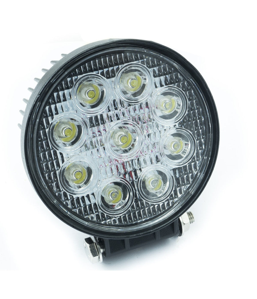 Faro Supplementare Profondita' Auto Fuoristrada 12v Tondo 9 Led 27w 6000k Ip68         