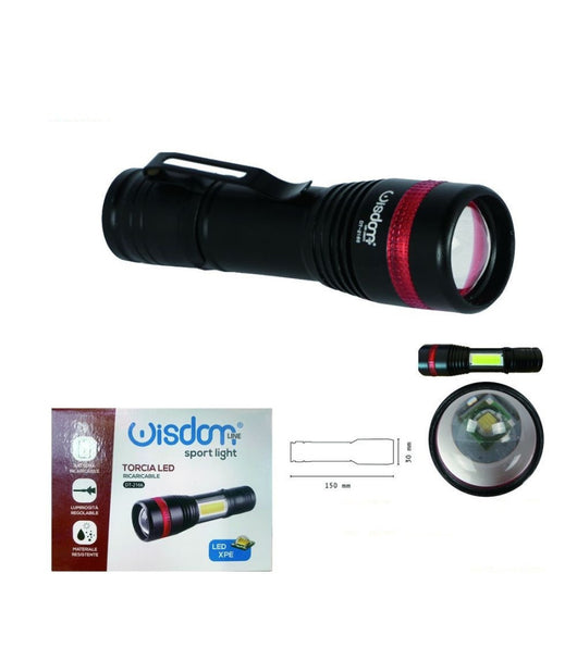 Faro Torcia Led Ricaricabile Luminosita Regolabile Doppia Emissione Luce Dt-2166         