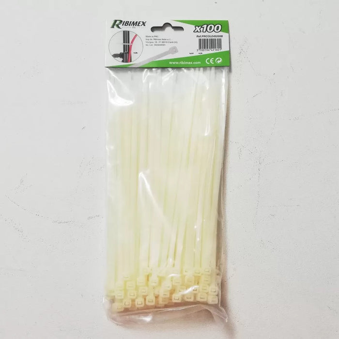 Fascetta cablaggio bianca 350 x 4,8mm a stringere busta da 100 pz