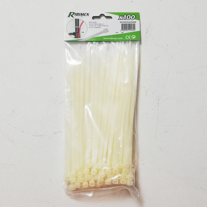 Fascetta cablaggio bianca 350 x 4,8mm a stringere busta da 100 pz