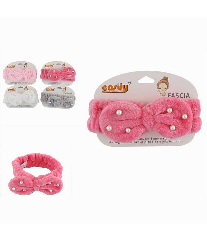 Fascia Capelli Doccia Shampo Asciugamano Spugna Fiocco Perline Vari Colori 69500         