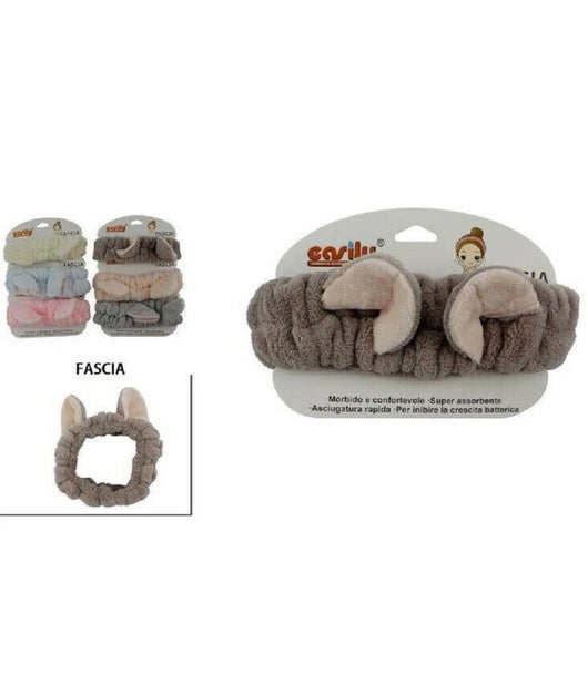 Fascia Capelli Doccia Shampoo Asciugamano Spugna Fiocco Orecchie Animale 69506         