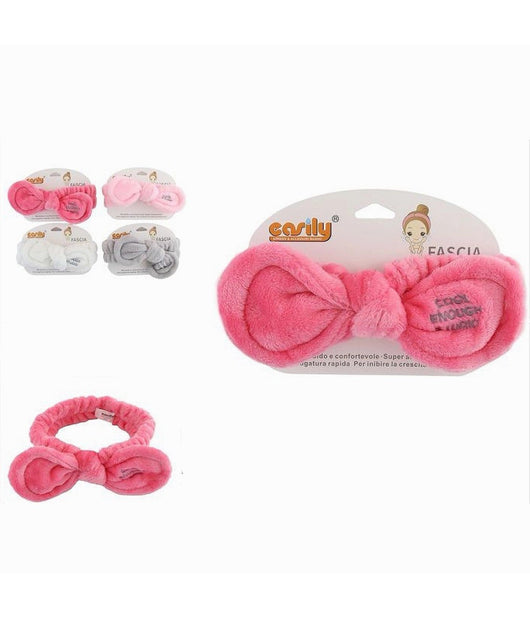 Fascia Capelli Doccia Shampoo Asciugamano Spugna Fiocco Orecchie Scritte 69503         