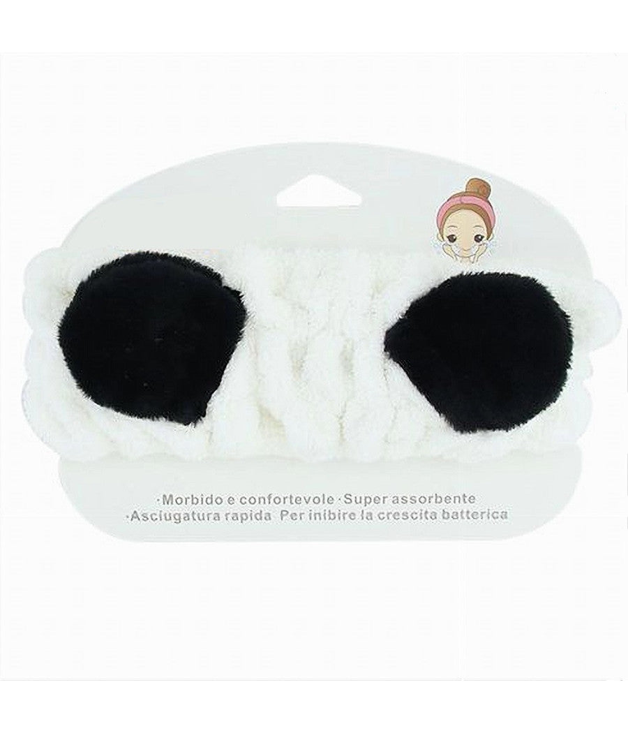 Fascia Capelli Doccia Shampoo Trucco Asciugamano Spugna Con Orecchie Panda 10731         