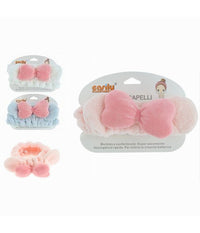 Fascia Capelli Doccia Shampoo Trucco Spugna Con Orecchie Fiocco 3 Colori 10739         