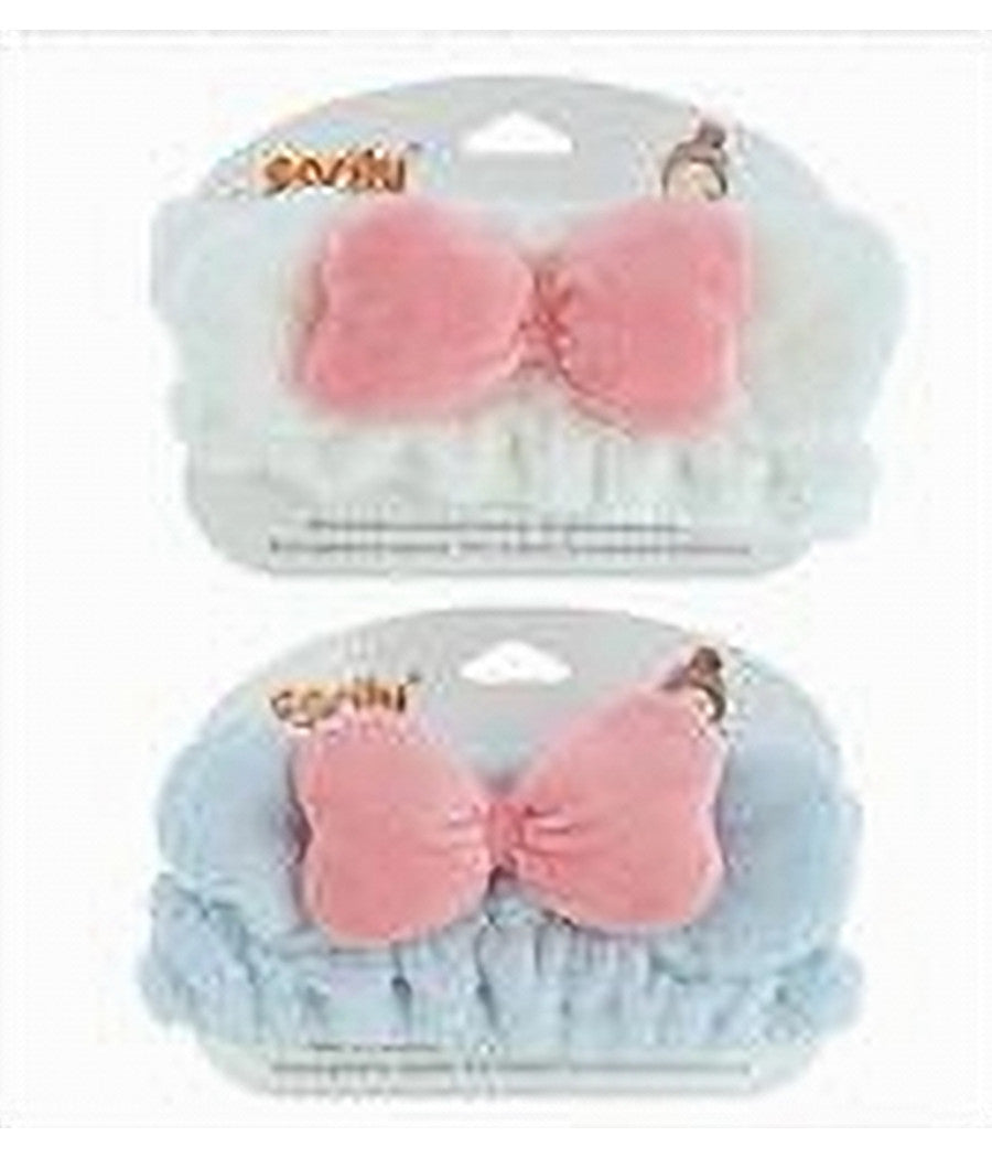 Fascia Capelli Doccia Shampoo Trucco Spugna Con Orecchie Fiocco 3 Colori 10739         