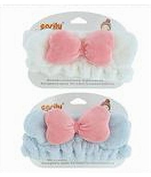 Fascia Capelli Doccia Shampoo Trucco Spugna Con Orecchie Fiocco 3 Colori 10739         