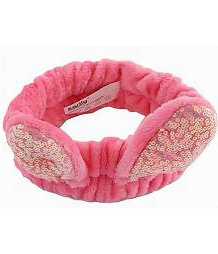 Fascia Capelli Doccia Shampoo Trucco Spugna Orecchie Coniglio Paillettes 59686         