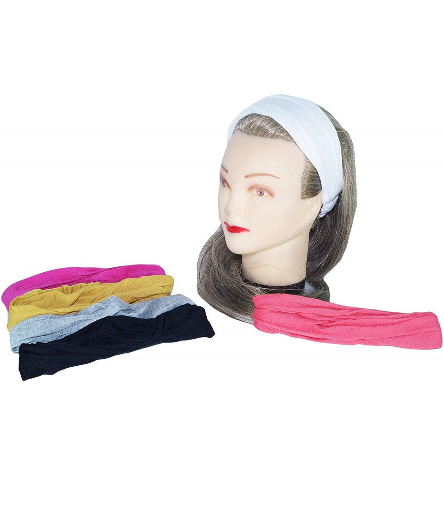 Fascia Capelli Elastica 2 Pezzi Fasce Monocolore Frontino Fermacapelli Cotone         