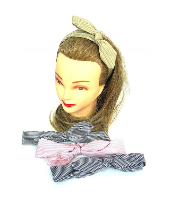 Fascia Elastica 2 Pezzi Quadri Annodata Fiocco Retro Ferma Capelli Accessori         