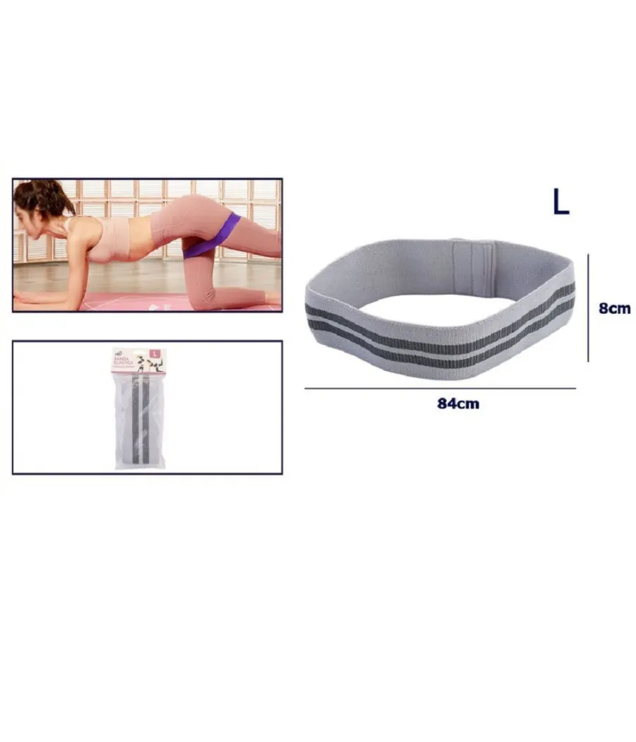 Trade Shop - Fascia Elastica Esercizi Bande Resistenza Allenamento Yoga Fitness Antiscivolo - Grigio   L