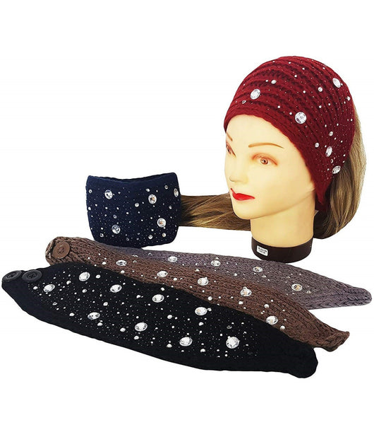 Fascia Elastica Lana Brillantini Annodata Retro Ferma Capelli Tessuto Accessori         