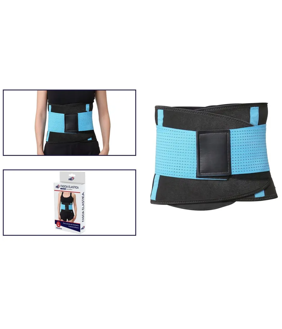 Trade Shop - Fascia Lombare Supporto Per La Schiena Cintura Di Sostegno Trainer Pancia Unisex - Celeste   Xl