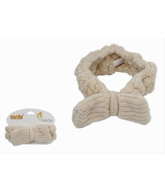 Fascia Per Capelli Doccia Shampoo Asciugamano Trucco Spugna Fiocco Beige 79621         