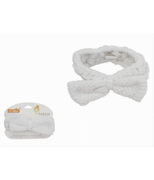Fascia Per Capelli Doccia Shampoo Asciugamano Trucco Spugna Fiocco Bianco 79618         