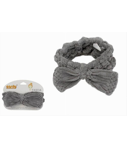 Fascia Per Capelli Doccia Shampoo Asciugamano Trucco Spugna Fiocco Grigio 79623         