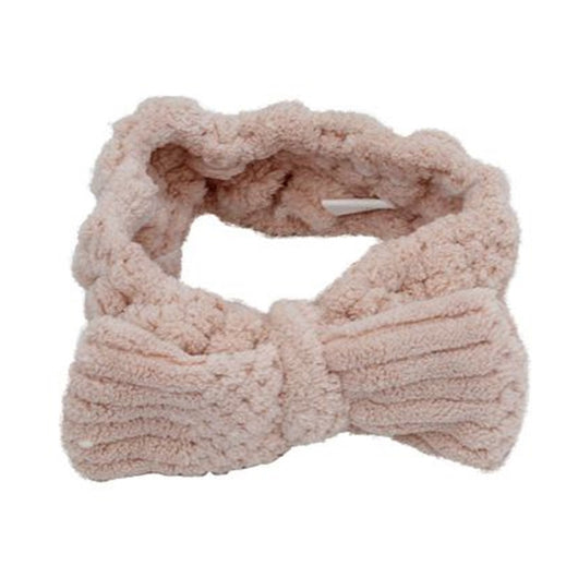 Trade Shop - Fascia Per Capelli Doccia Shampoo Asciugamano Trucco Spugna Fiocco Rosa 79619         