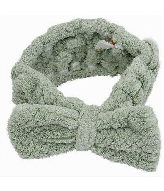 Fascia Per Capelli Doccia Shampoo Asciugamano Trucco Spugna Fiocco Verde 79620         