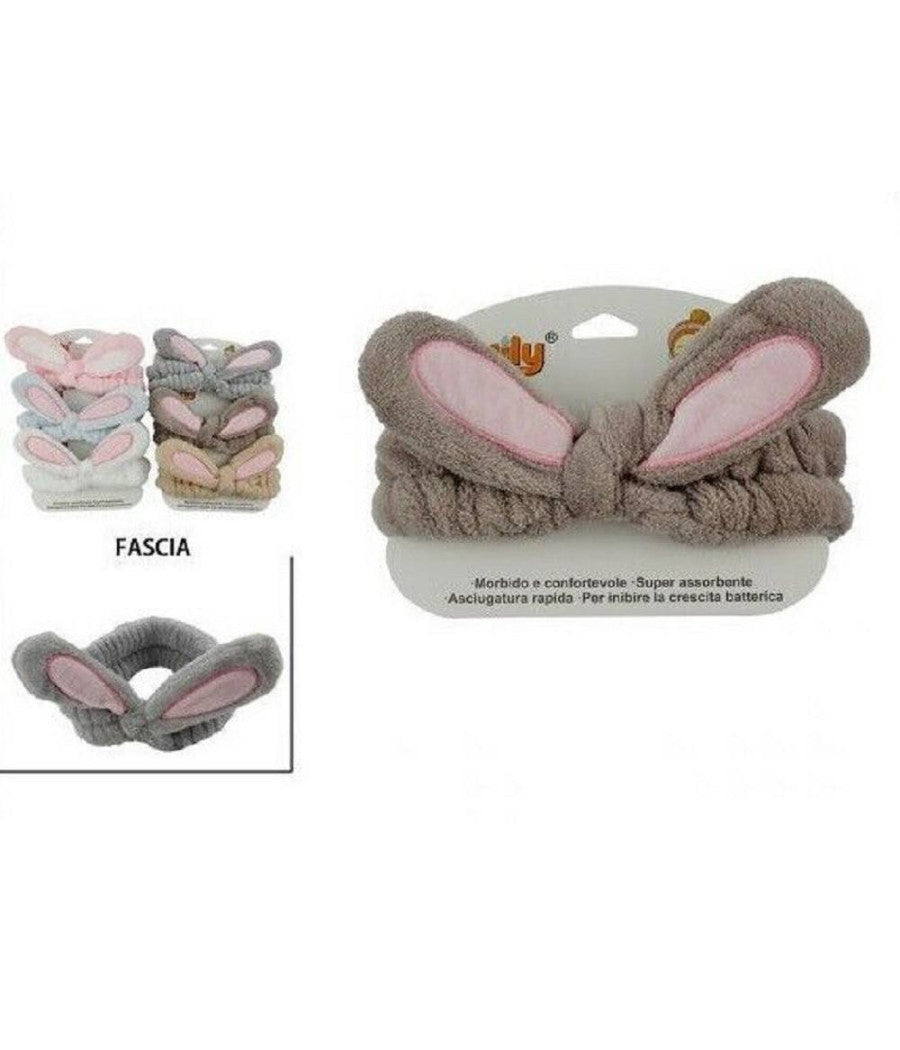 Fascia Per Capelli Doccia Shampoo Spugna Fiocco Orecchie Vari Colori 69502         