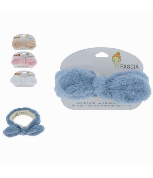 Fascia Per Capelli Doccia Shampoo Trucco In Spugna Fiocco Peloso 4 Colori 87251         