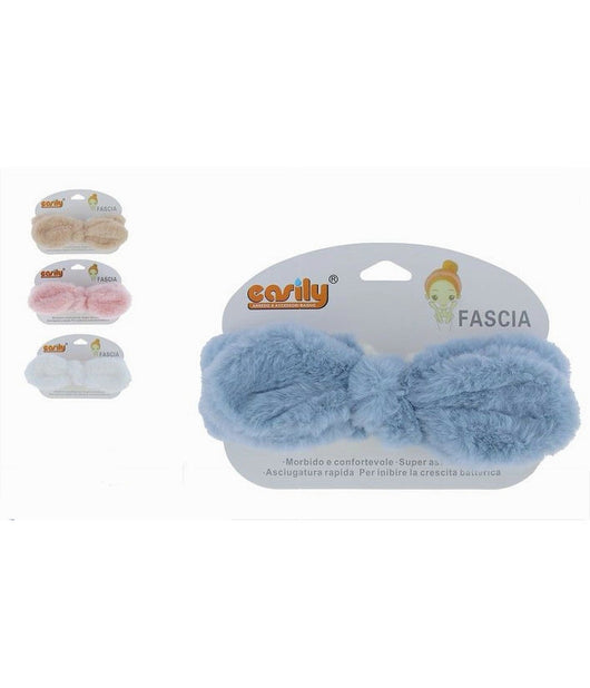 Fascia Per Capelli Doccia Shampoo Trucco In Spugna Fiocco Peloso 4 Colori 87251         