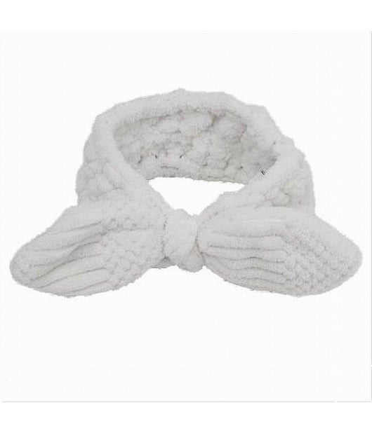 Fascia Per Capelli Doccia Shampoo Trucco Spugna Con Fiocco Annodato Bianco 79612         