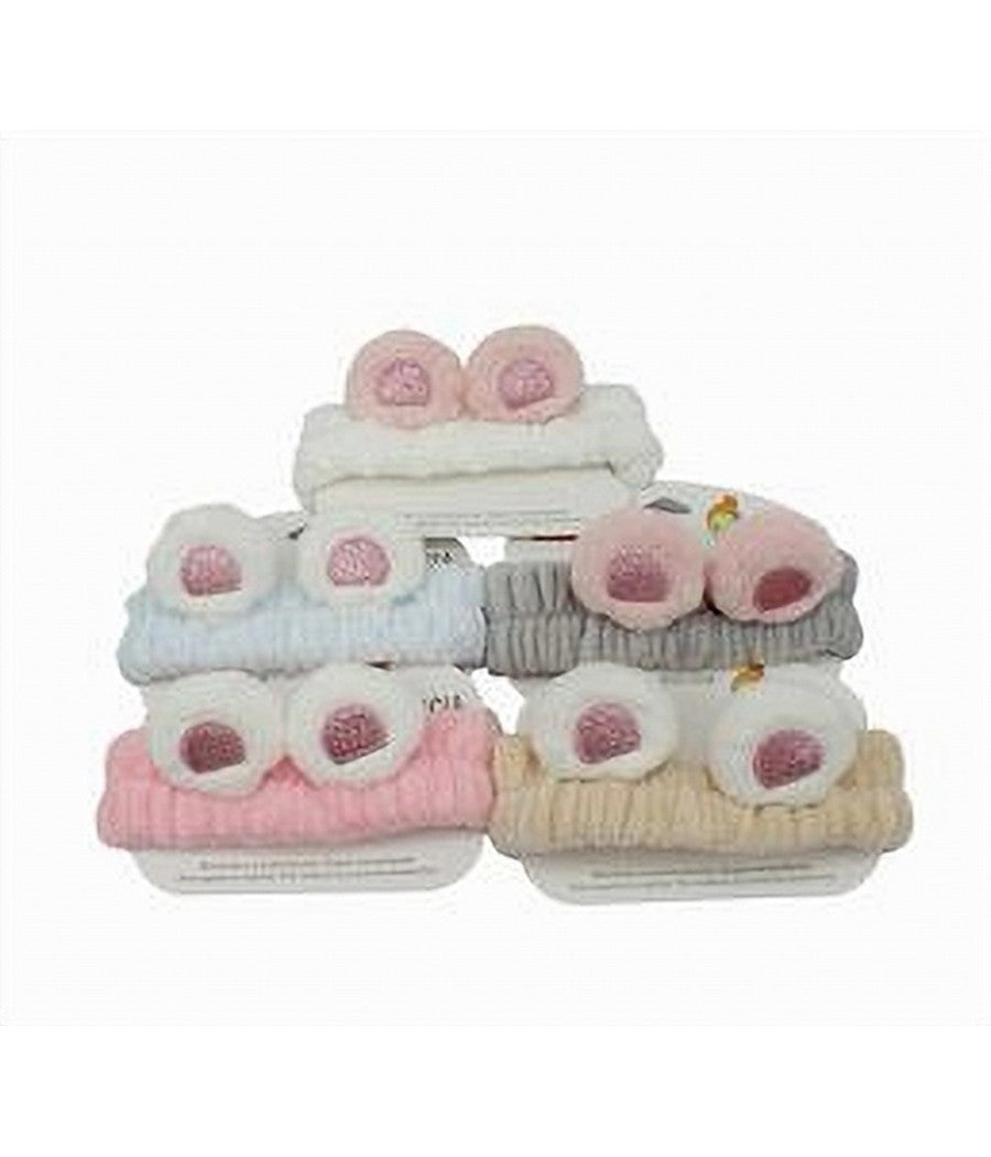 Fascia Per Capelli Doccia Shampoo Trucco Spugna Con Orecchie Orso Pelose 79295         