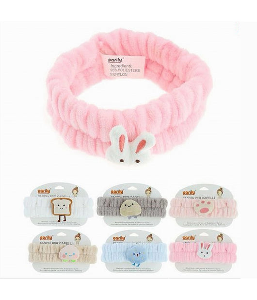 Fascia Per Capelli Doccia Shampoo Trucco Spugna Modelli Vari In 6 Colori 10755         