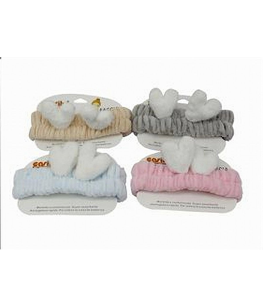 Fascia Per Capelli Doccia Shampoo Trucco Spugna Orecchie A Cuori 4 Colori 79299         