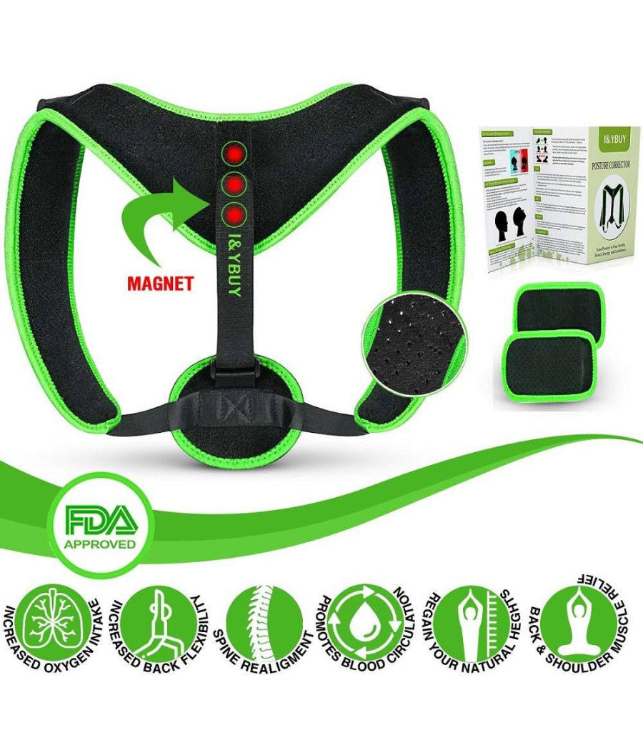 Fascia Posturale Spalle Schiena 3 Magneti Supporto Regolabile Unisex Relax S-l         