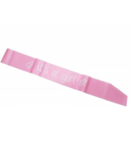 Fascia Scritta It's A Girl Rosa Nascita Decorazione Gadget Feste Baby Shower Party         