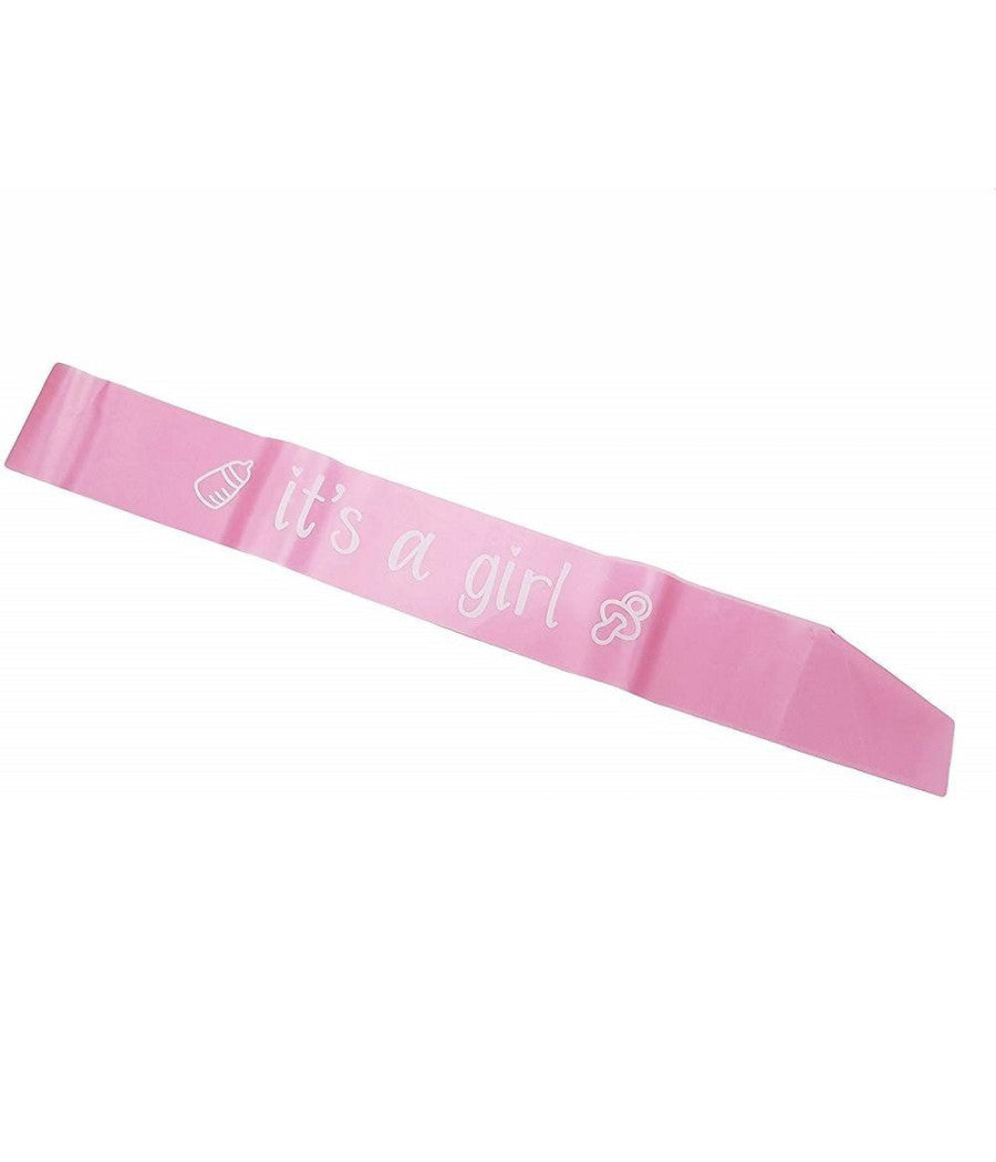 Fascia Scritta It's A Girl Rosa Nascita Decorazione Gadget Feste Baby Shower Party         