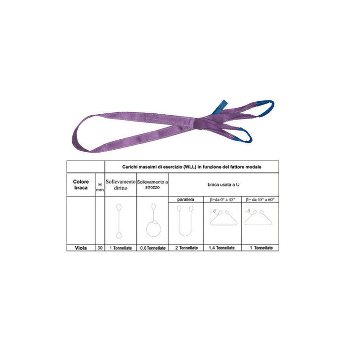 Fascia sollevamento viola 2 Tonnellate 2 m ad anello – 8150
