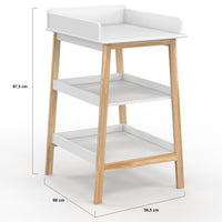 IDMarket - Fasciatoio MAHE con 2 ripiani in faggio e bianco